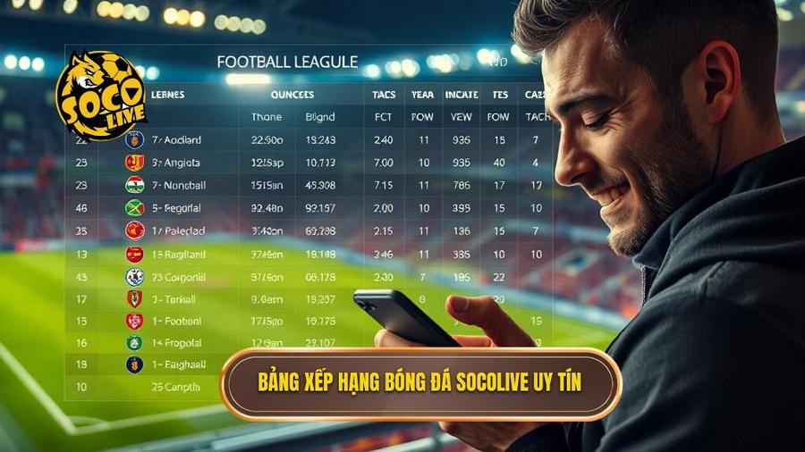 1. Bảng xếp hạng bóng đá Socolive uy tín